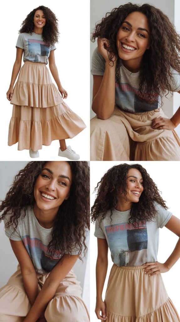 Tiered Ruffle Skirt with Graphic Tee