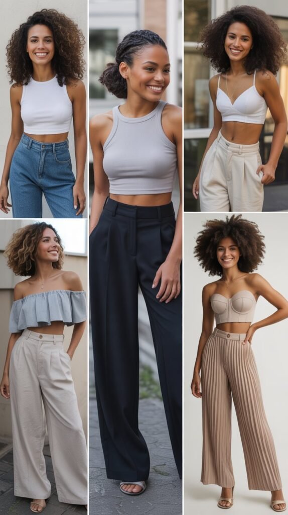 High-Waisted Pants with Crop Top