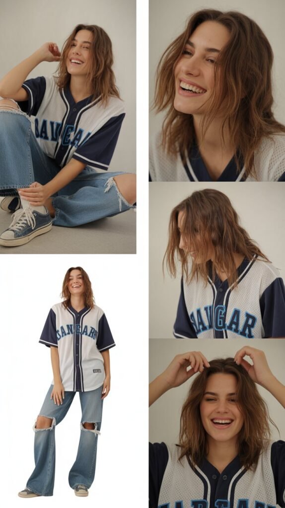 Classic Team Jersey and Distressed Jeans Combo