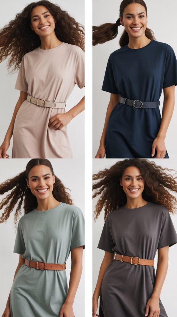 Casual T-Shirt Dress with Belt