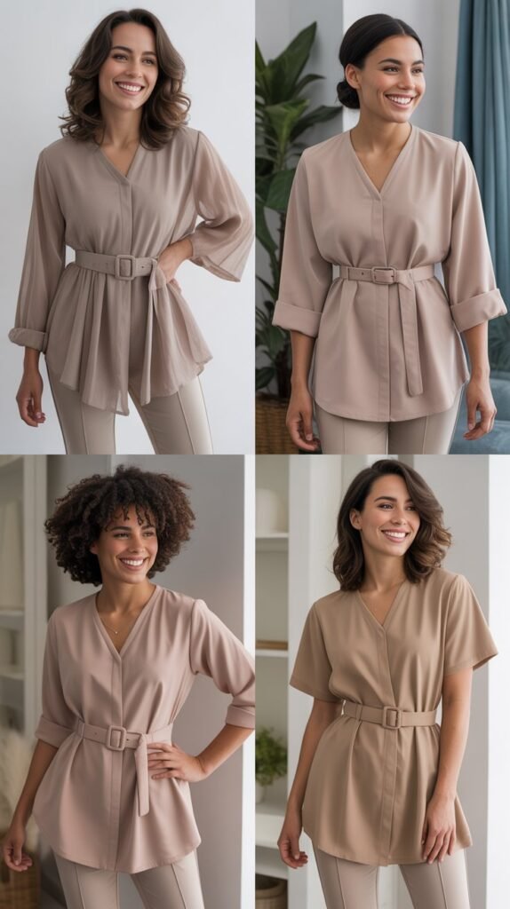 Belted Tunic with Slim Ankle Pants