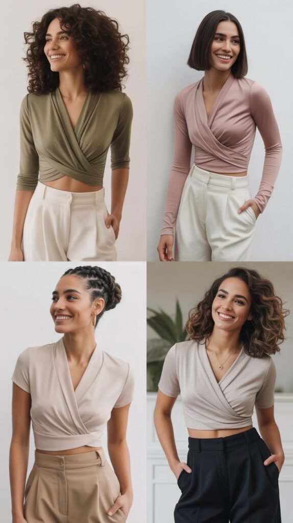 Wrap Top with High-Waisted Trousers