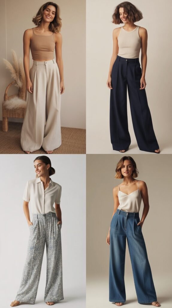 Wide-Leg Pants with Fitted Top