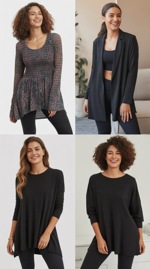 Stretchy Leggings with Longline Tunic Top