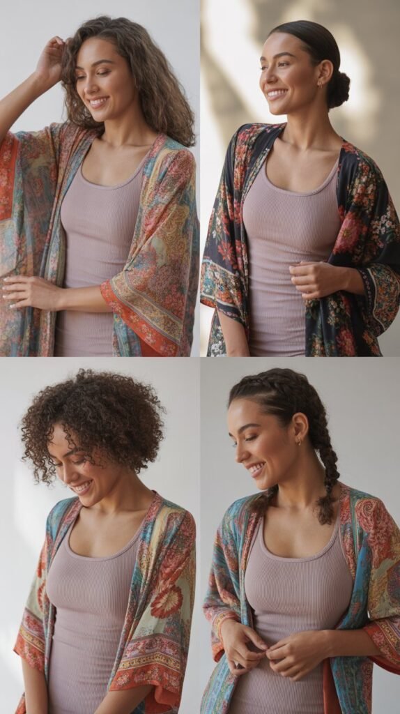 Printed Kimono Over Tank Dress