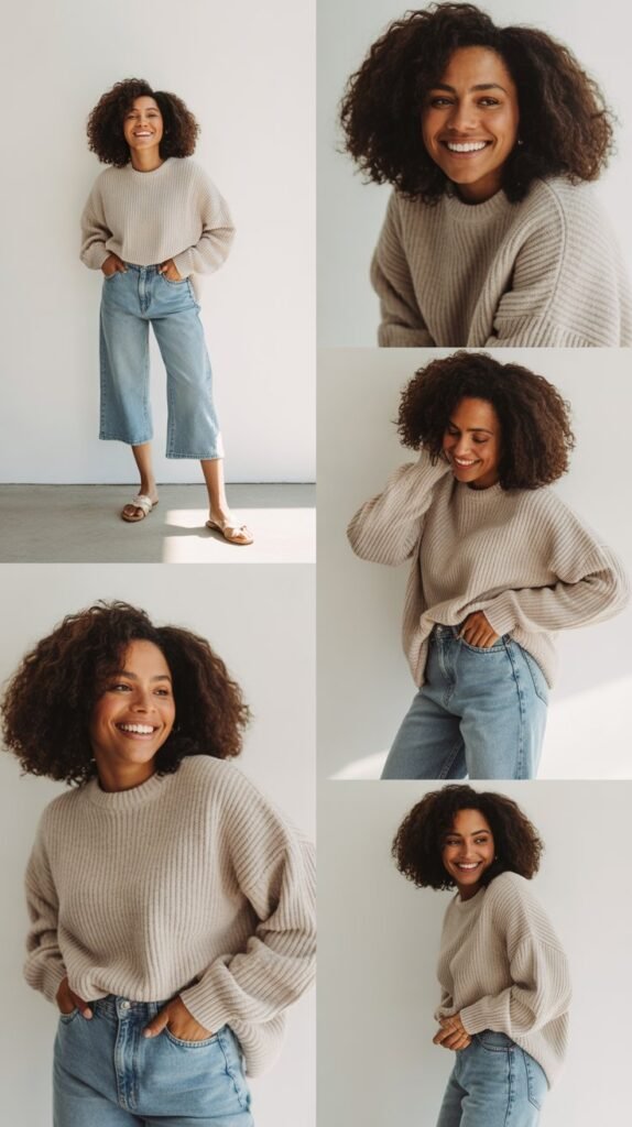 Oversized Sweater with Cropped Jeans