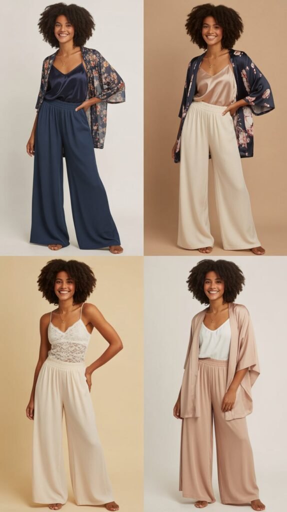Palazzo Pants with Camisole and Kimono