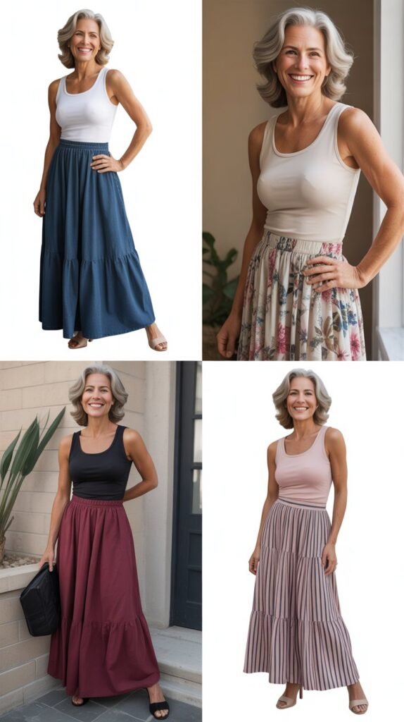 Maxi Skirt with Fitted Tank Top