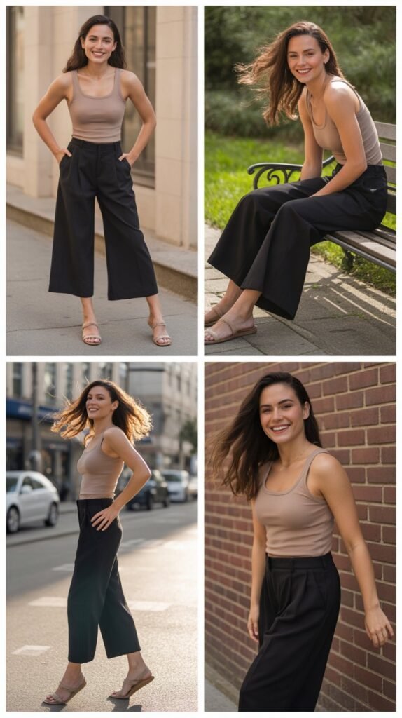 Culotte Pants with Fitted Tank Top
