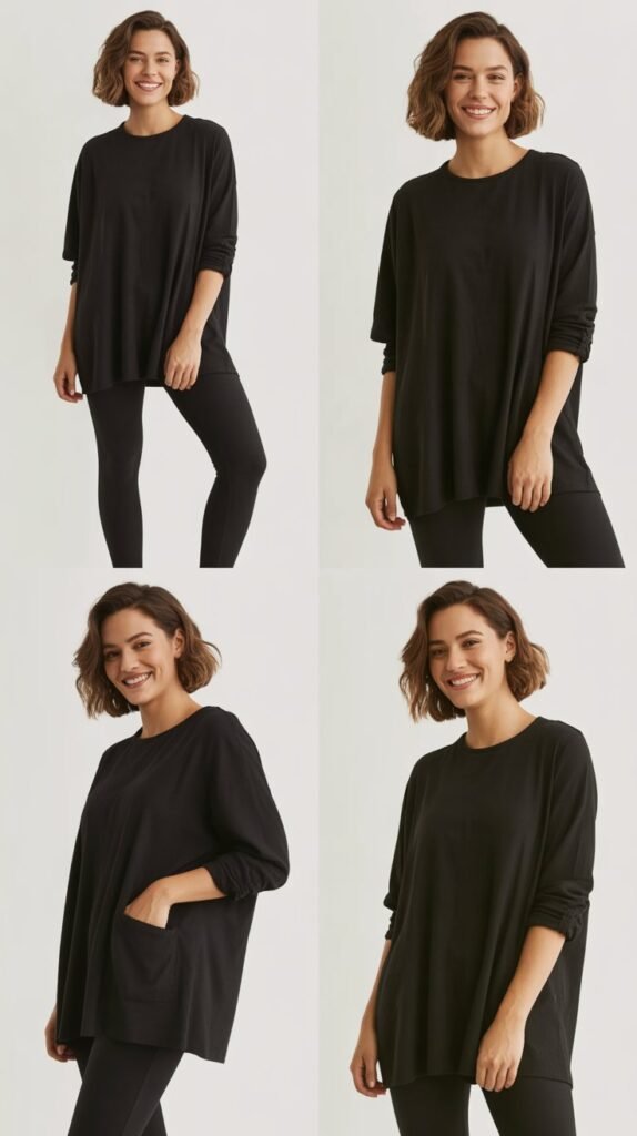 Black Leggings with Oversized Tunic