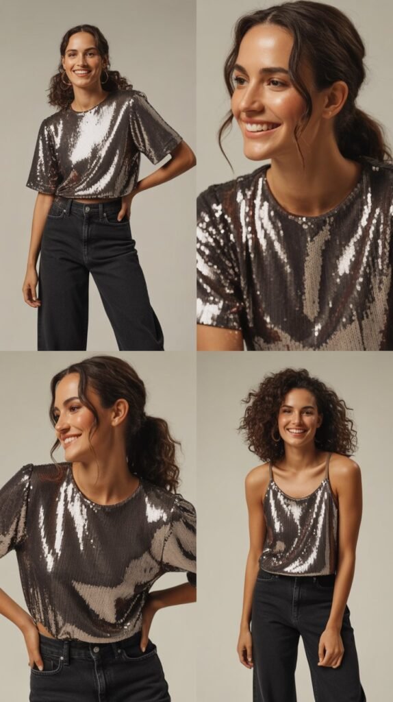  Sequin Top with Dark Jeans