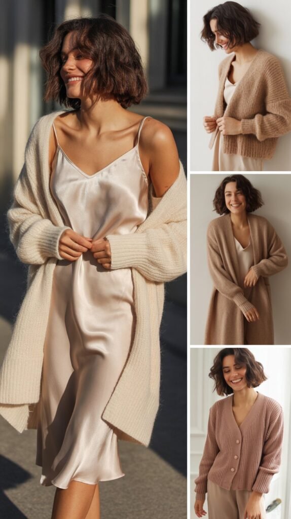 Silk Cami with Cardigan Layer