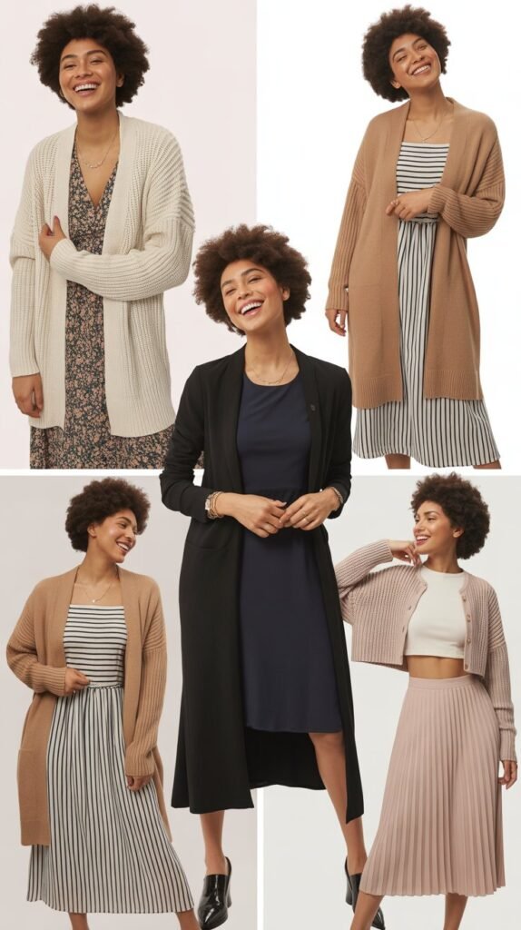 Long Cardigan with Midi Dress