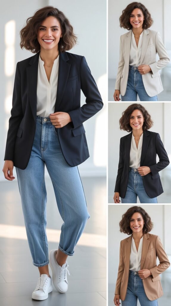 Blazer and Mom Jeans for Smart Casual