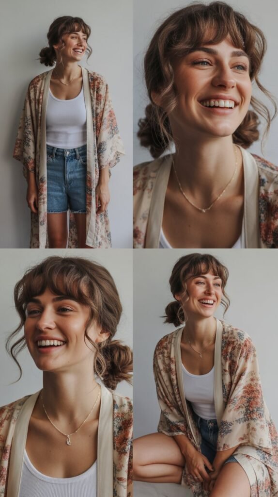  Kimono Over Tank and Shorts