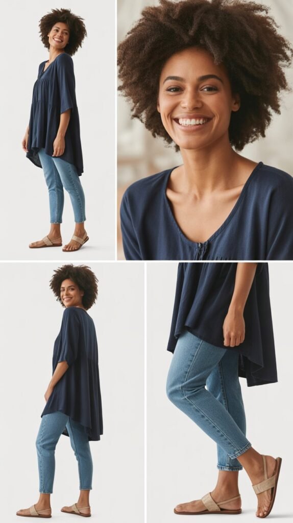 Flowy Tunic with Ankle-Length Jeans