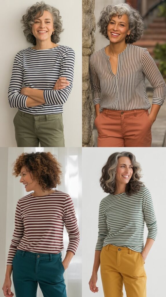 Striped Shirt with Colored Chinos