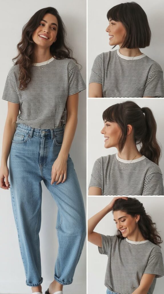 Striped Tee with Boyfriend Jeans