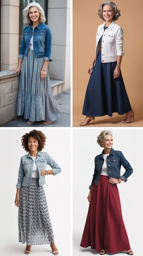  Denim Jacket and Maxi Skirt