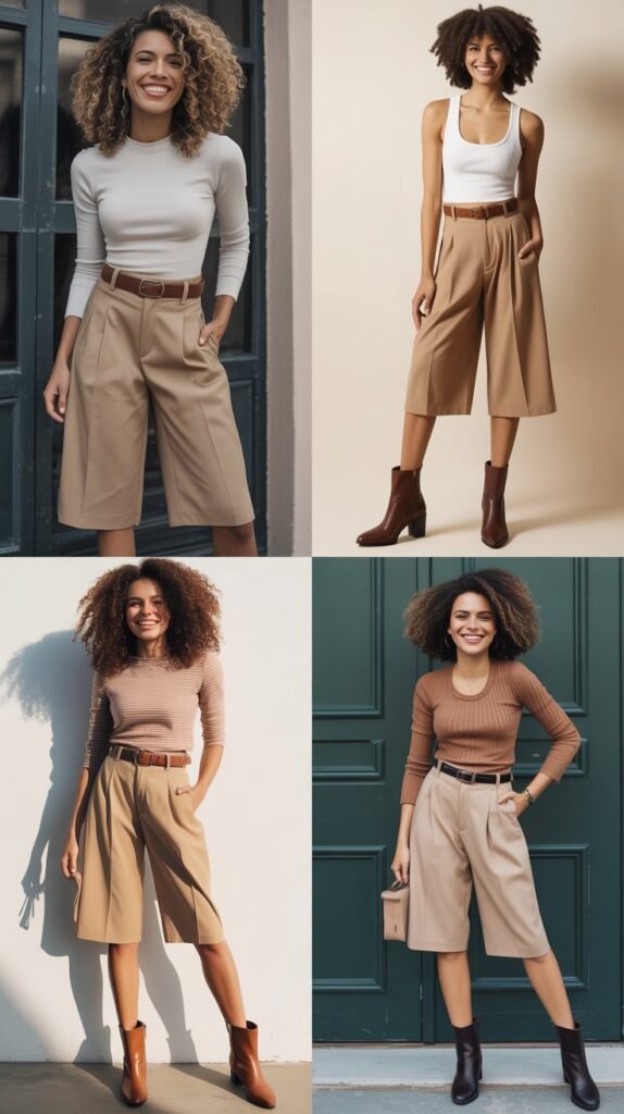 Bermuda-Length Shorts with Belt and Boots