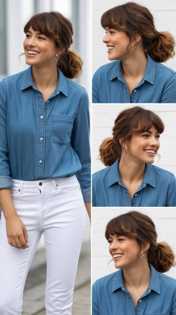 Chambray Shirt with White Jeans
