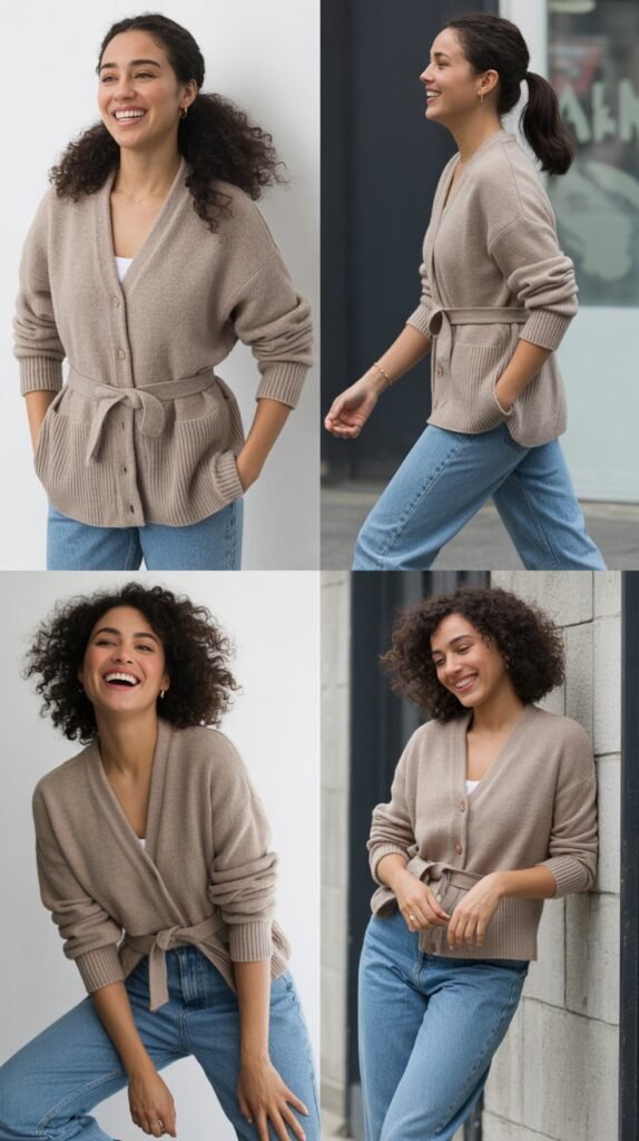 Belted Cardigan with Jeans