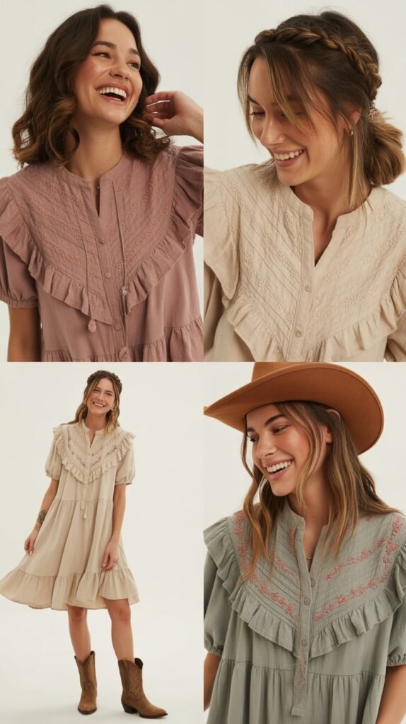 Ruffled Western Dress with Boots