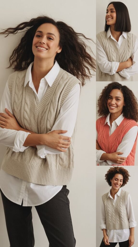 Sweater Vest with Long-Sleeve Shirt