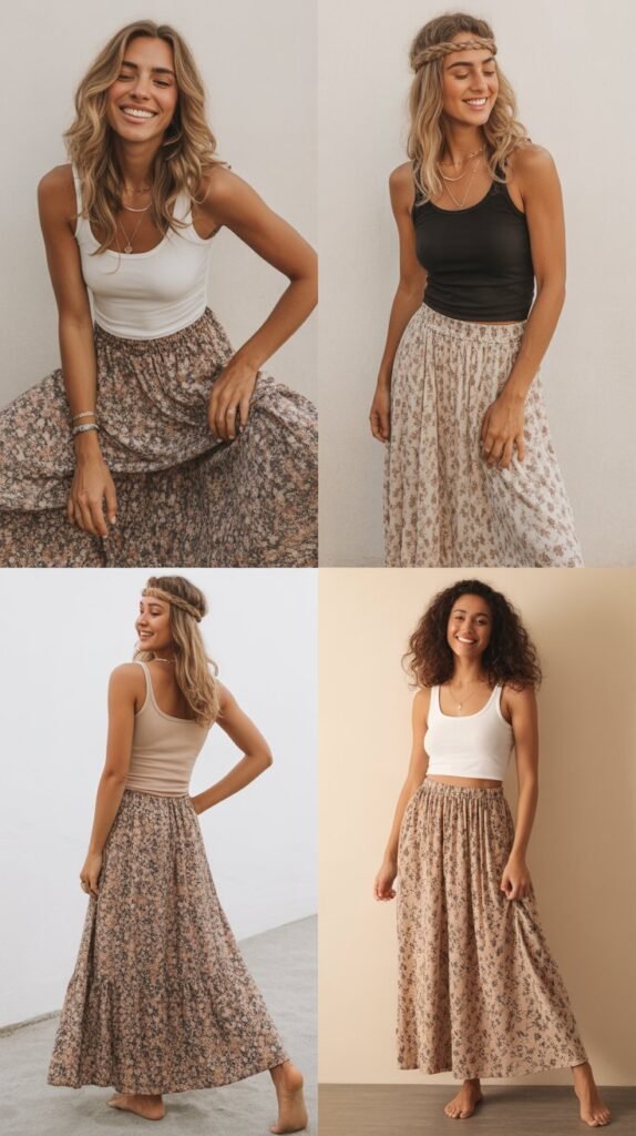 Bohemian Maxi Skirts with Tank Tops