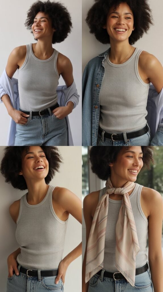 Ribbed Tank Tucked and Layered