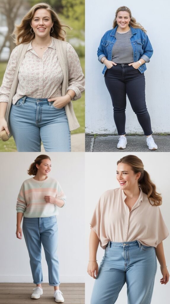 28 Everyday Ready Cute Spring Mom Outfits With Jeans (Plus Size)
