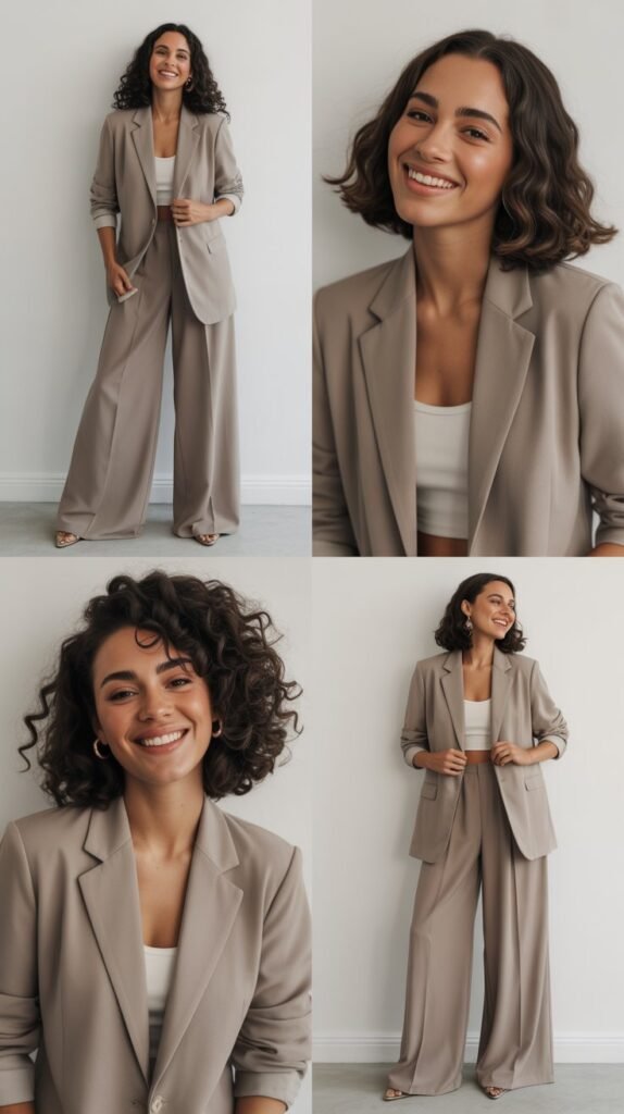  Palazzo Pants with Fitted Blazer