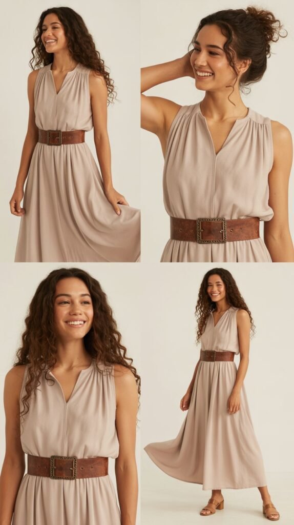 Flowy Maxi Dress with Western Belt