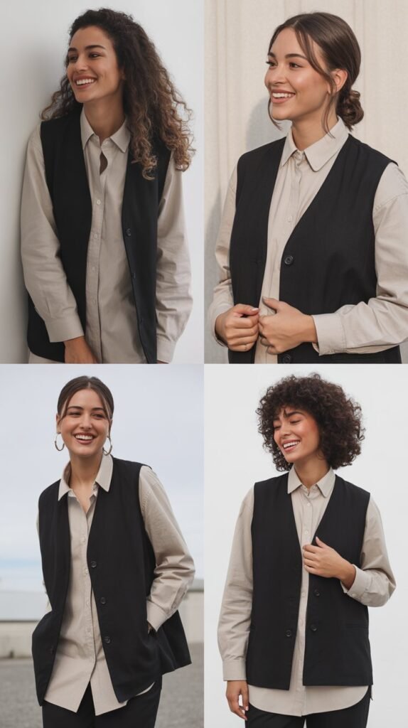  Vest Over Long-Sleeve Shirt