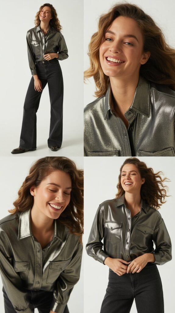 Black Jeans With Metallic Cowboy Shirt