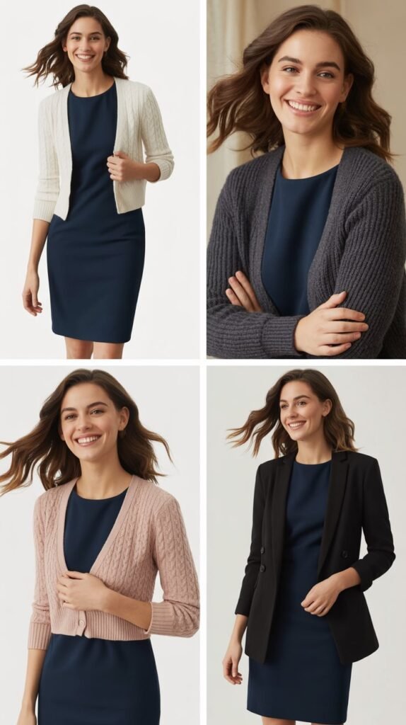 Sheath Dress with Cardigan Layer