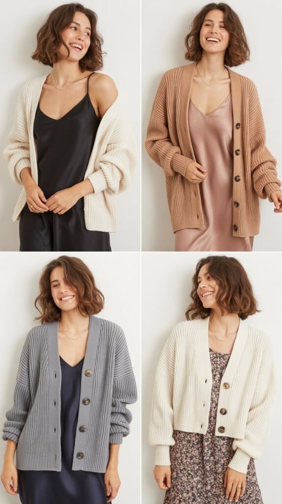  Cardigan Over Slip Dress