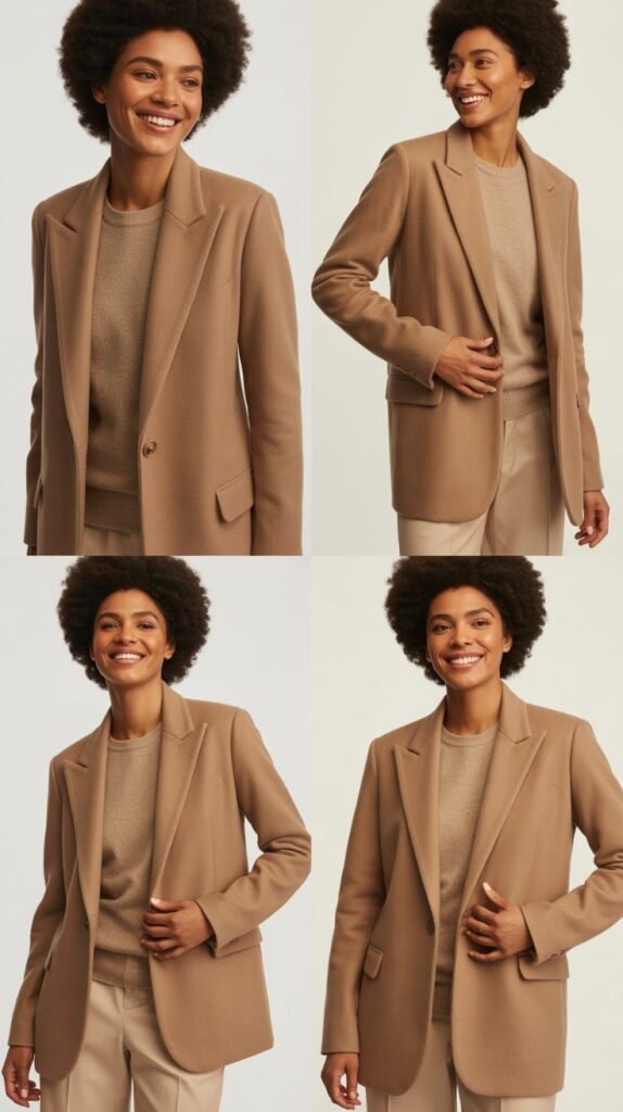  Wool Blazer Layered Over Cashmere Sweater