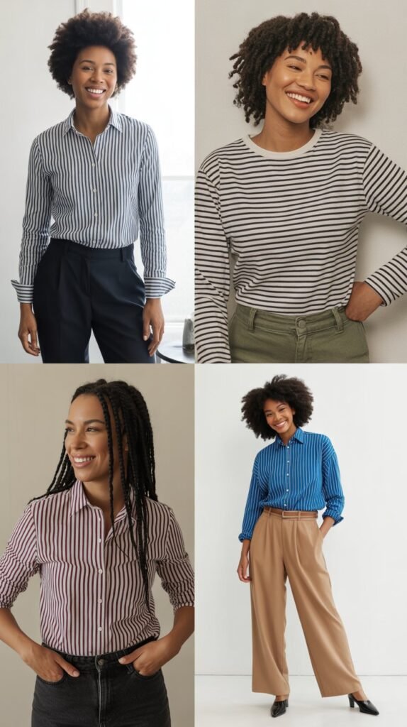  Vertical Striped Shirt with Solid Pants