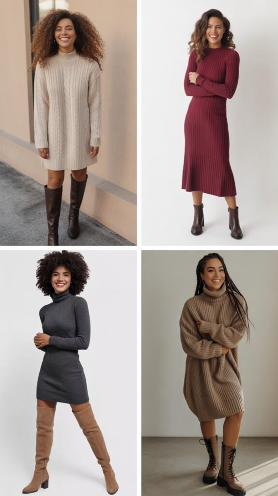 Knit Dress with Boots