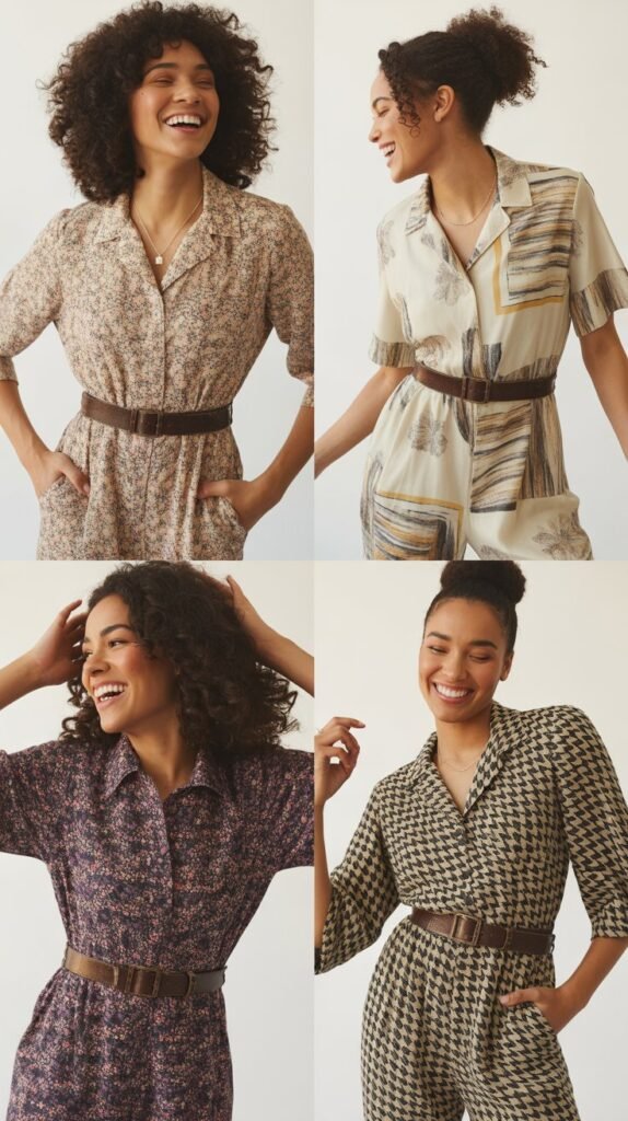  Printed Jumpsuit with Belt