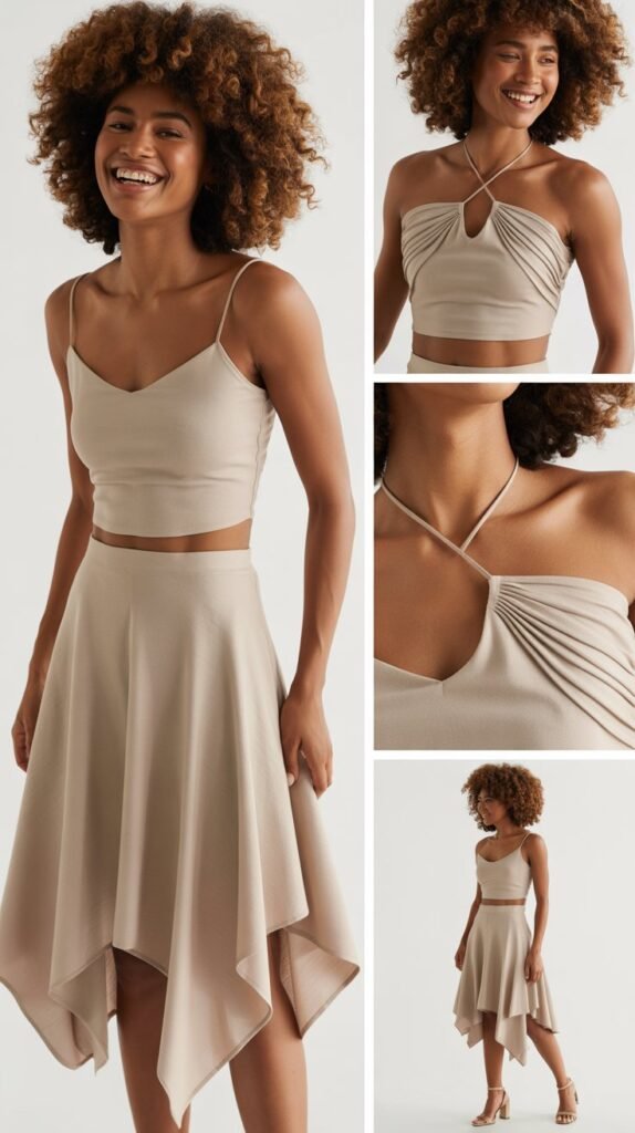 Handkerchief Hem Skirt with Spaghetti Strap Top