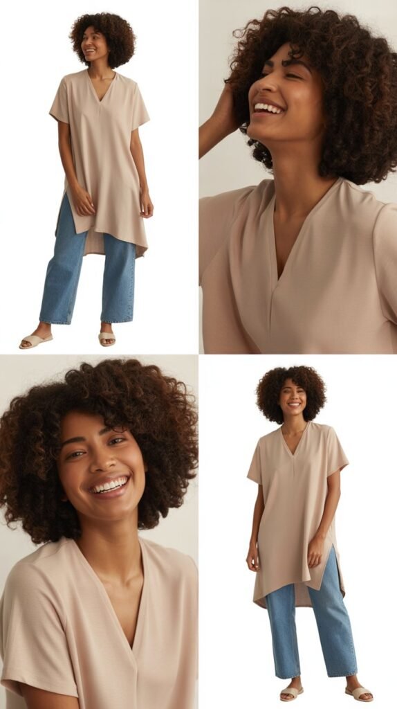 Tunic Top with Straight-Leg Jeans