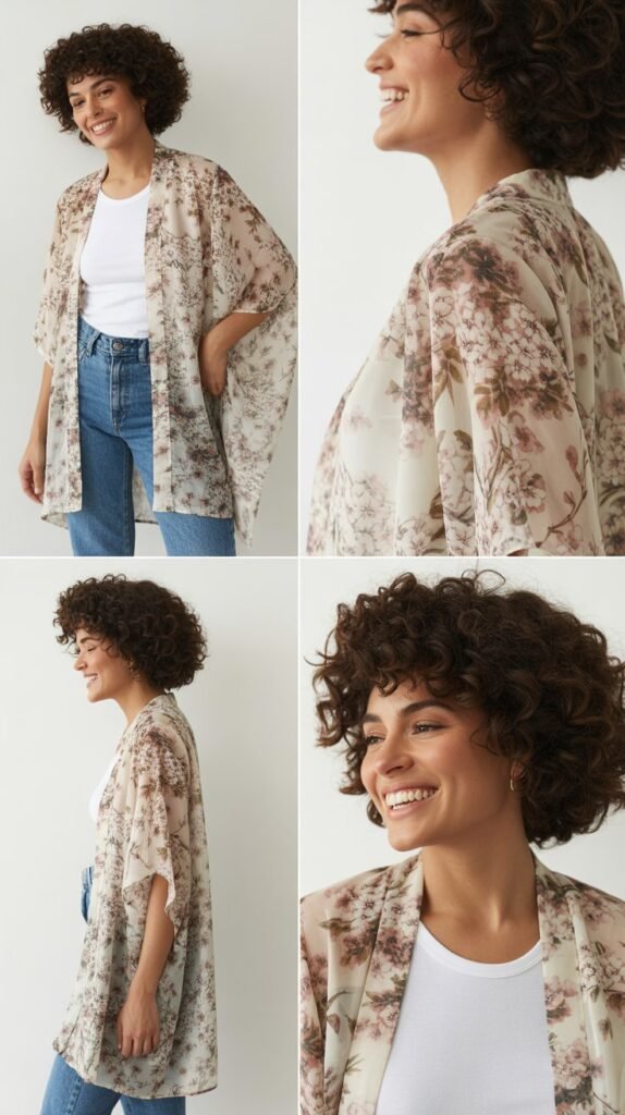 Floral Kimono Over Basic Outfit