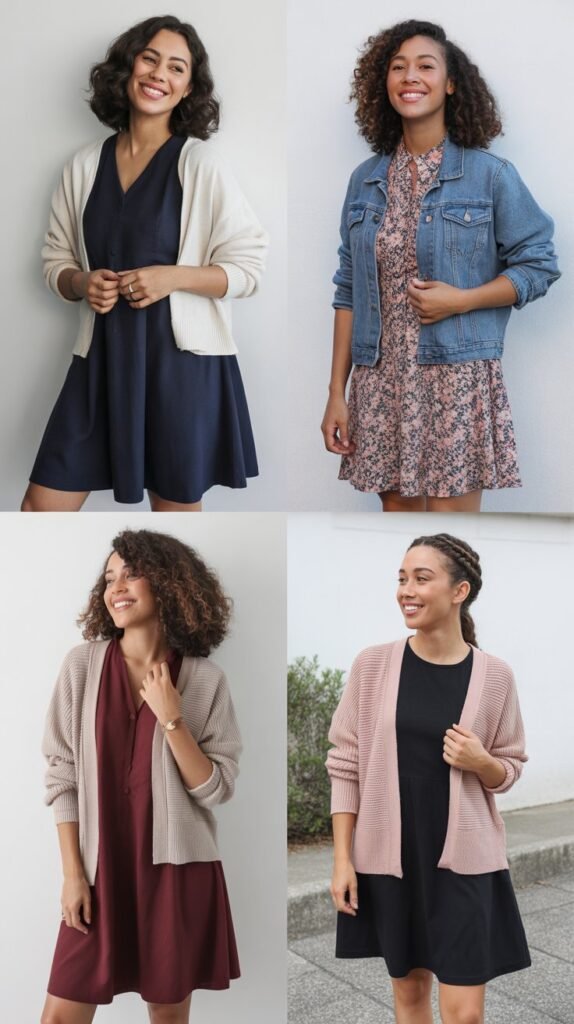 Fit-and-Flare Dress with Cardigan