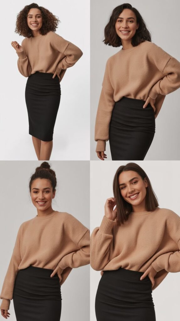  Pencil Skirt with Oversized Sweater