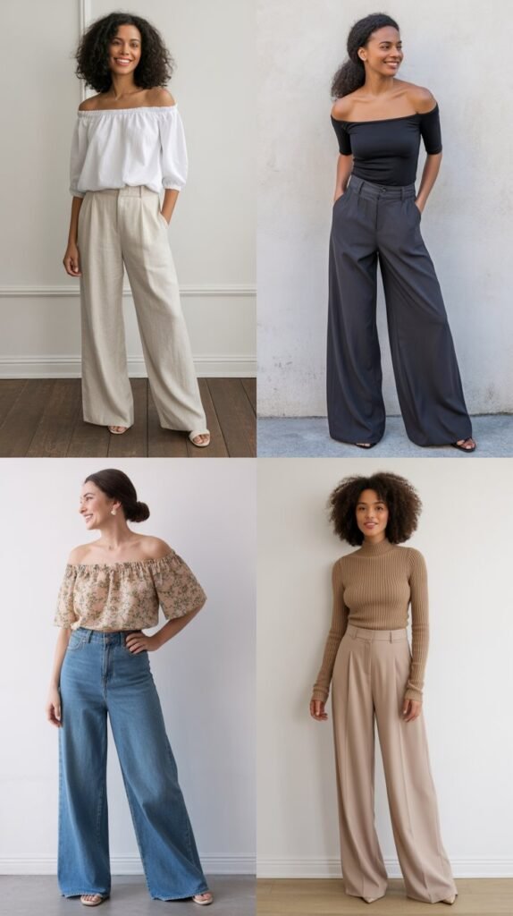 Off-Shoulder Tops with Wide-Leg Pants