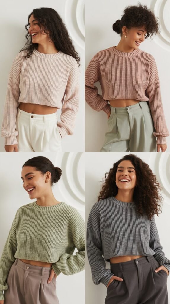 Cropped Sweater with High-Waisted Pants
