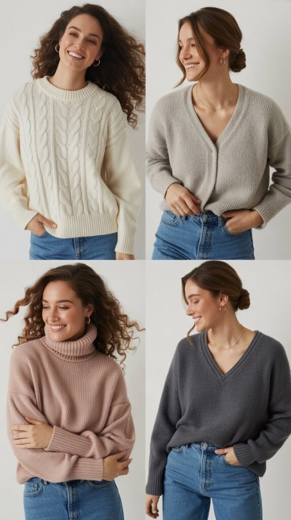 Cashmere or Cashmere-Blend Sweater with Jeans
