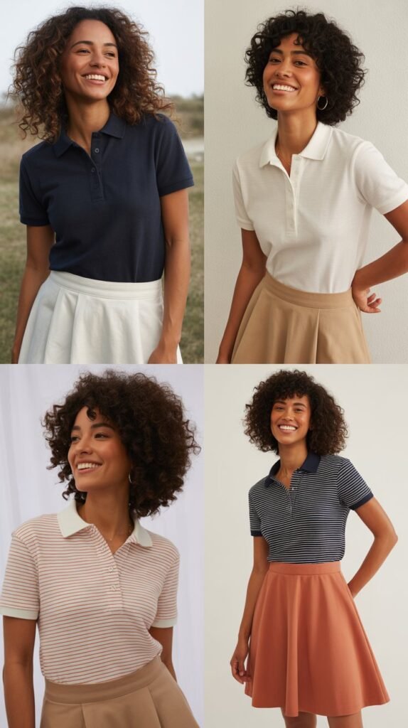 Polo Shirt with A-Line Skirt